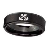 10mm-Anchor-Step-Edges-Brush-Black-Tungsten-Carbide-Engagement-Ring