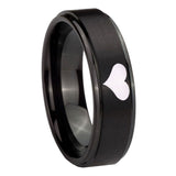 10mm-Heart-Step-Edges-Brush-Black-Tungsten-Carbide-Men's-Engagement-Ring