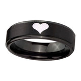 10mm-Heart-Step-Edges-Brush-Black-Tungsten-Carbide-Men's-Engagement-Ring