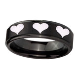 10mm-Multiple-Heart-Step-Edges-Brush-Black-Tungsten-Carbide-Mens-Promise-Ring
