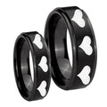 Multiple Heart Step Edges Brush Black Tungsten His and Hers