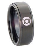 8mm Green Lantern Step Edge Black Wedding Band For Man
