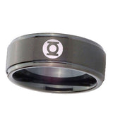 5, 8mm Green Lantern Step Edge Black Wedding Band For Man
