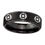 5, 8mm Multiple Green Lantern Step Edge Black Unique Men Wedding Ring