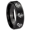 10mm Multiple Marine Step Edges Brush Black Tungsten Mens Anniversary Ring