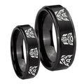 Transformers Autobot Decepticon Step Edges Brush Black Tungsten Mens Set Ring