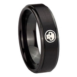 8mm-Skull-Step-Edges-Brush-Black-Tungsten-Carbide-Wedding-Engraving-Ring