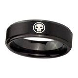 8mm-Skull-Step-Edges-Brush-Black-Tungsten-Carbide-Wedding-Engraving-Ring