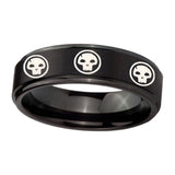 10mm-Multiple-Skull-Step-Edges-Brush-Black-Tungsten-Carbide-Mens-Bands-Ring