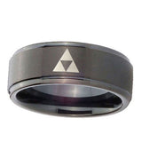 10mm-Zelda-Triforce-Step-Edges-Brush-Black-Tungsten-Mens-Engagement-Band