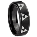 10mm Multiple Zelda Triforce Step Edges Brush Black Tungsten Wedding Band Ring
