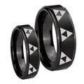 Multiple Zelda Triforce Step Edges Brush Black Tungsten Couple Wedding Rings