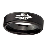 8mm-Step-Edges-Black-Air-Force-Tungsten-Carbide-Laser-Engraved-Ring