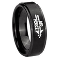 10mm Step Edges Air Force Black IP Tungsten Carbide Men's Ring