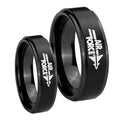 Step Edge Air Force Black Tungsten Couple Wedding Bands