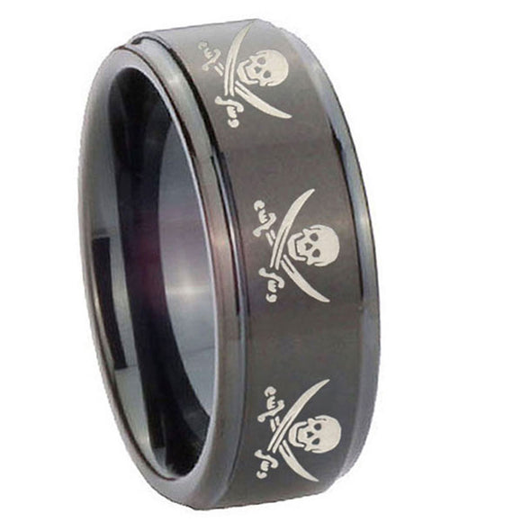 8mm-Multiple-Skull-Pirate-Step-Edges-Brush-Black-Tungsten-Engagement-Ring