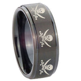 10mm-Multiple-Skull-Pirate-Step-Edges-Brush-Black-Tungsten-Mens-Engagement-Ring