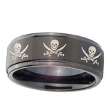10mm-Multiple-Skull-Pirate-Step-Edges-Brush-Black-Tungsten-Mens-Engagement-Ring