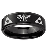 10mm Legend of Zelda Step Edge Brush Black Tungsten Ring