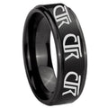 10mm Multiple CTR Step Edges Brush Black Tungsten Carbide Mens Wedding Ring