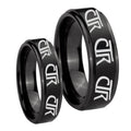 Multiple CTR Step Edges Brush Black Tungsten Couple Wedding Bands