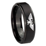 10mm-Aquila-Step-Edges-Brush-Black-Tungsten-Carbide-Men's-Wedding-Ring