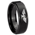 8mm Aquila Step Edges Brush Black Tungsten Promised Ring