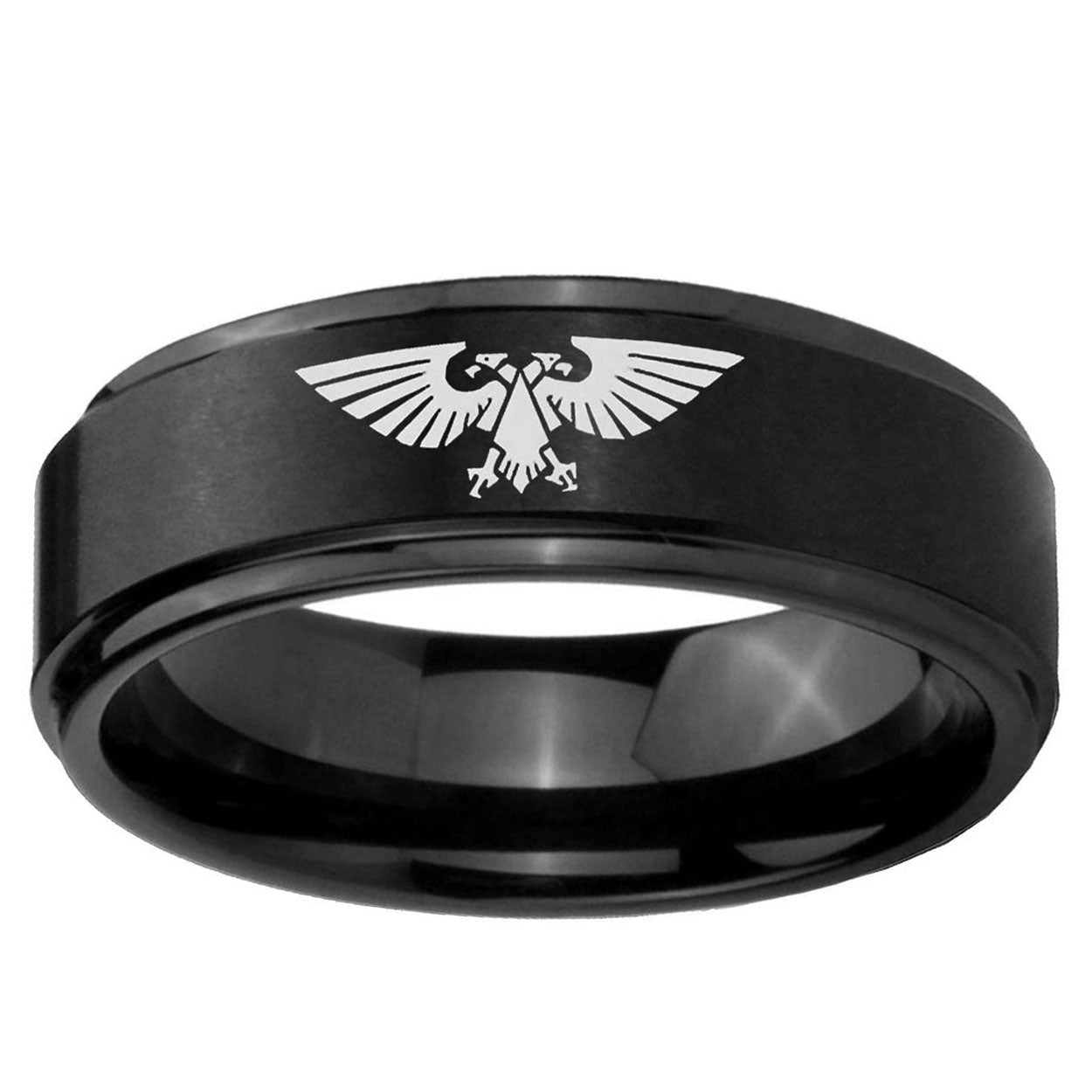 10mm Aquila Step Edge Brush Black Tungsten Ring