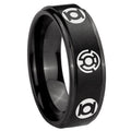 8mm Blue Green Lantern Step Edge Black Tungsten Wedding Band