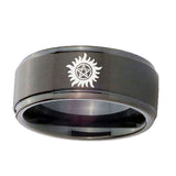 5, 8mm Supernatural Step Edge Black Wedding Band For Man