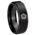 8mm Supernatural Step Edge Black Wedding Band For Man