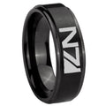 10mm N7 Design Step Edges Brush Black Tungsten Men's Promise Rings
