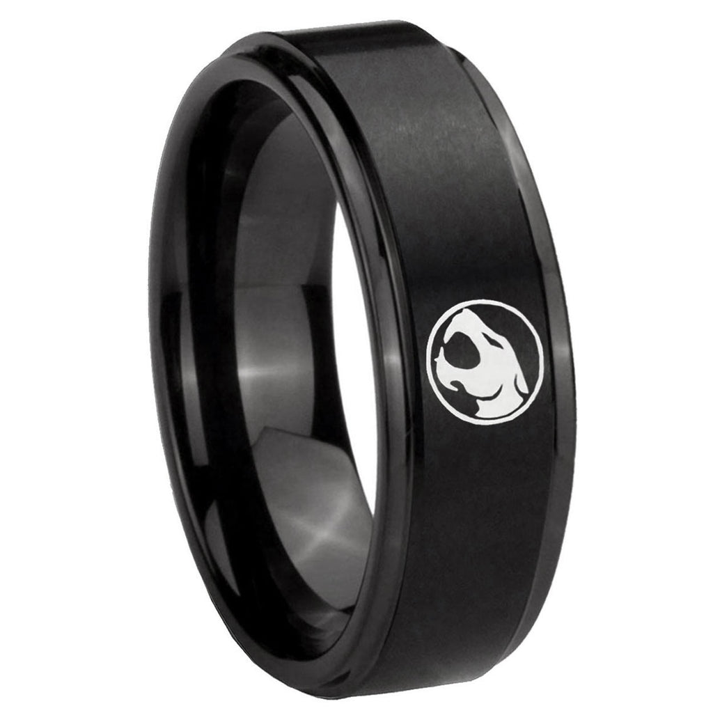10mm Thundercat Step Edges Brush Black Tungsten Carbide Promise Ring
