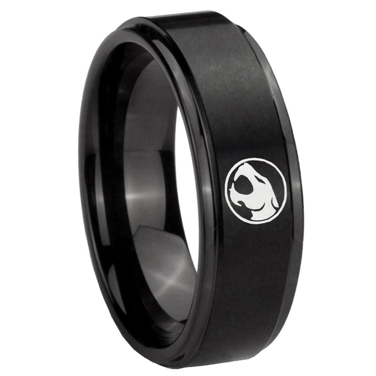 10mm Thundercat Step Edges Brush Black Tungsten Carbide Promise Ring