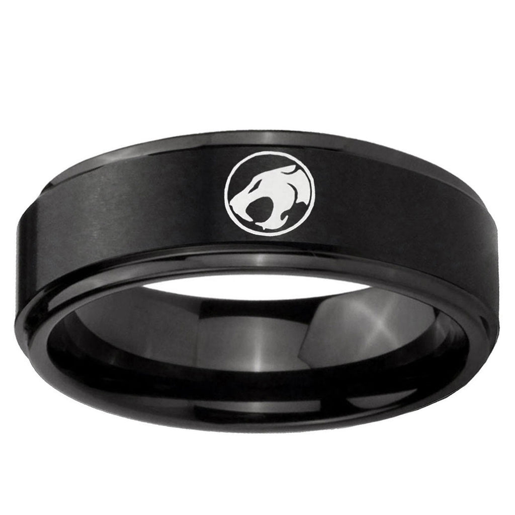 10mm Thundercat Step Edge Brush Black Tungsten Carbide Promise Ring
