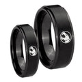 Thundercat Step Edges Brush Black Tungsten Couples Ring Set