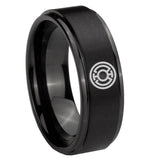 8mm Blue Lantern Step Edge Black Wedding Band For Man