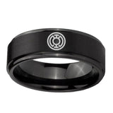 5, 8mm Blue Lantern Step Edge Black Wedding Band For Man