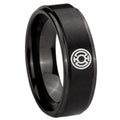 8mm Blue Lantern Step Edge Black Wedding Band For Man