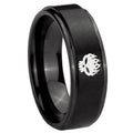 10mm Offspring Step Edges Brush Black Tungsten Carbide Wedding Band Ring