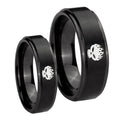 OffspRing Step Edges Brush Black Tungsten Bridal Band Set