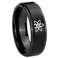 10mm American Atheist Step Edges Brush Black Tungsten Carbide Promise Ring