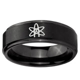 5, 8mm American Atheist Step Edge Brush Black Tungsten Ring