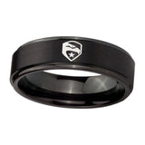 10mm-GI-Joe-Eagle-Step-Edges-Brush-Black-Tungsten-Carbide-Custom-Mens-Ring