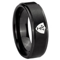 10mm Greek CTR Step Edges Brush Black Tungsten Carbide Custom Ring for Men
