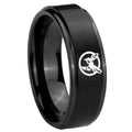10mm Honey Bee Step Edges Brush Black Tungsten Carbide Engagement Ring