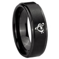 8mm Music & Heart Step Edge Black Tungsten Ring Engraved