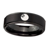 8mm-8-Ball-Step-Edges-Brush-Black-Tungsten-Carbide-Wedding-Engraving-Ring