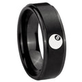 10mm 8 Ball Step Edges Brush Black Tungsten Carbide Men's Band Ring
