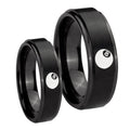 8 Ball Step Edges Brush Black Tungsten Couple Rings